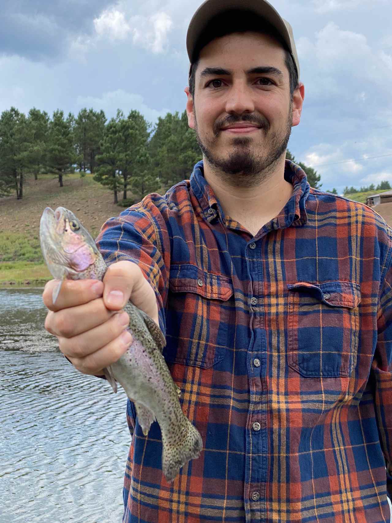 Fly fishing on the stocked pond produced an awesome trout dinner