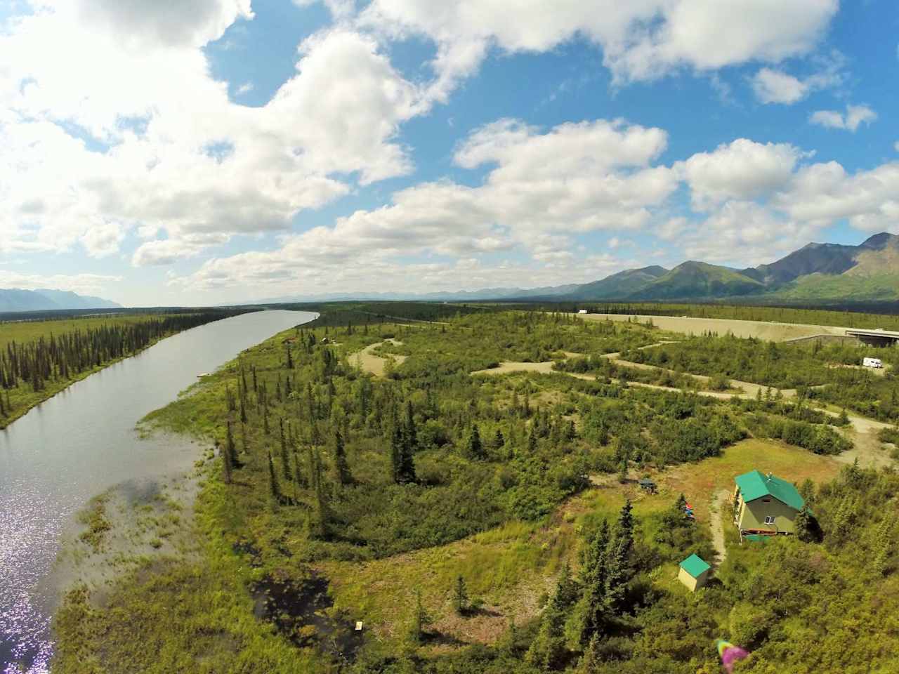 On a clear day you can see Denali from our campsite (white RV).