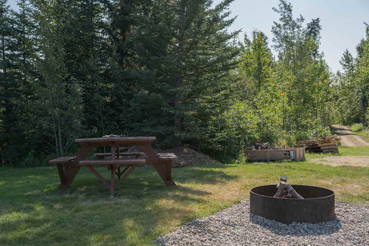 Picnic table and fire pit