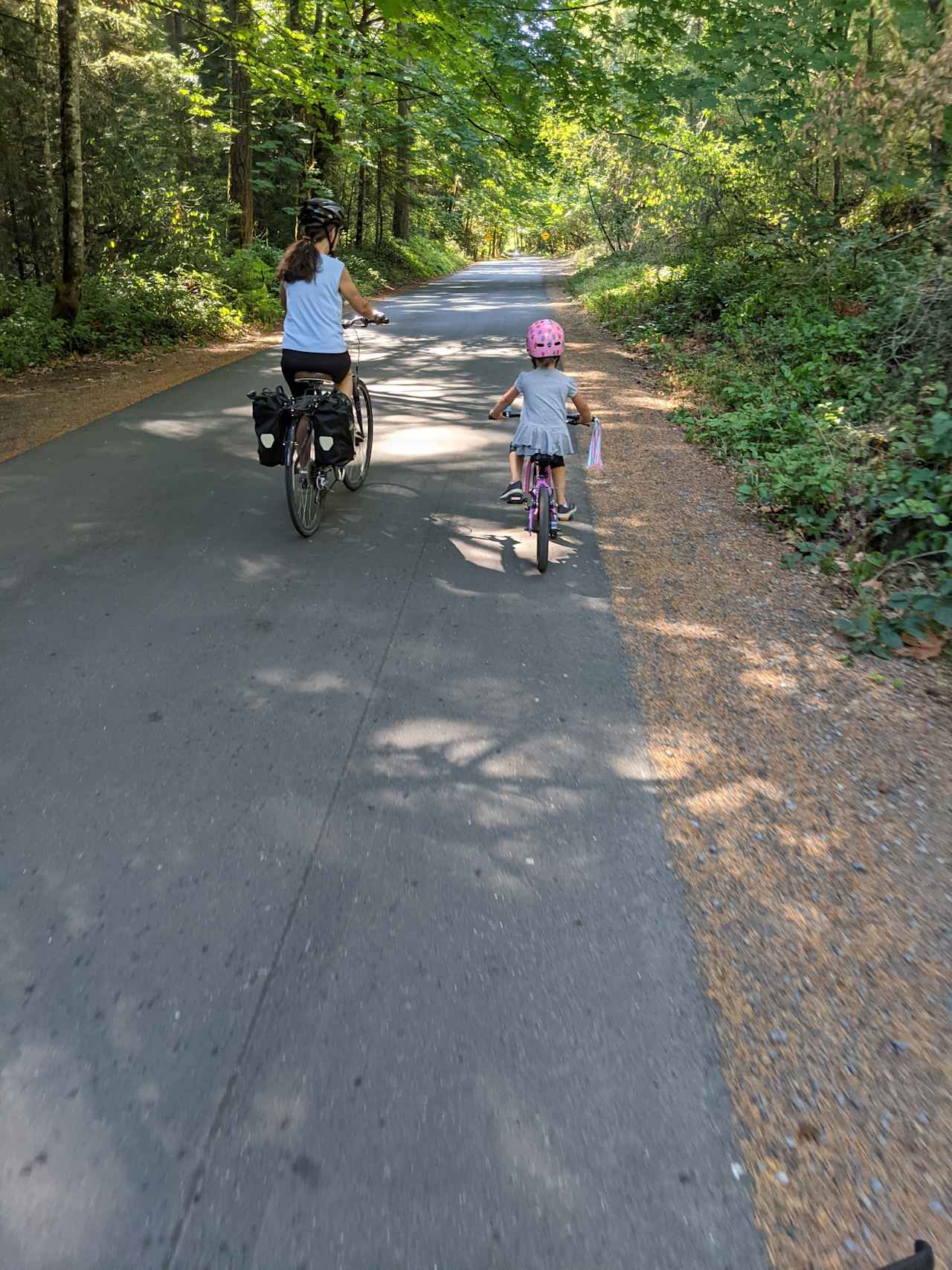 Riding down Bear Hill Rd (in the park) along Elk Lake towards Beaver Lake