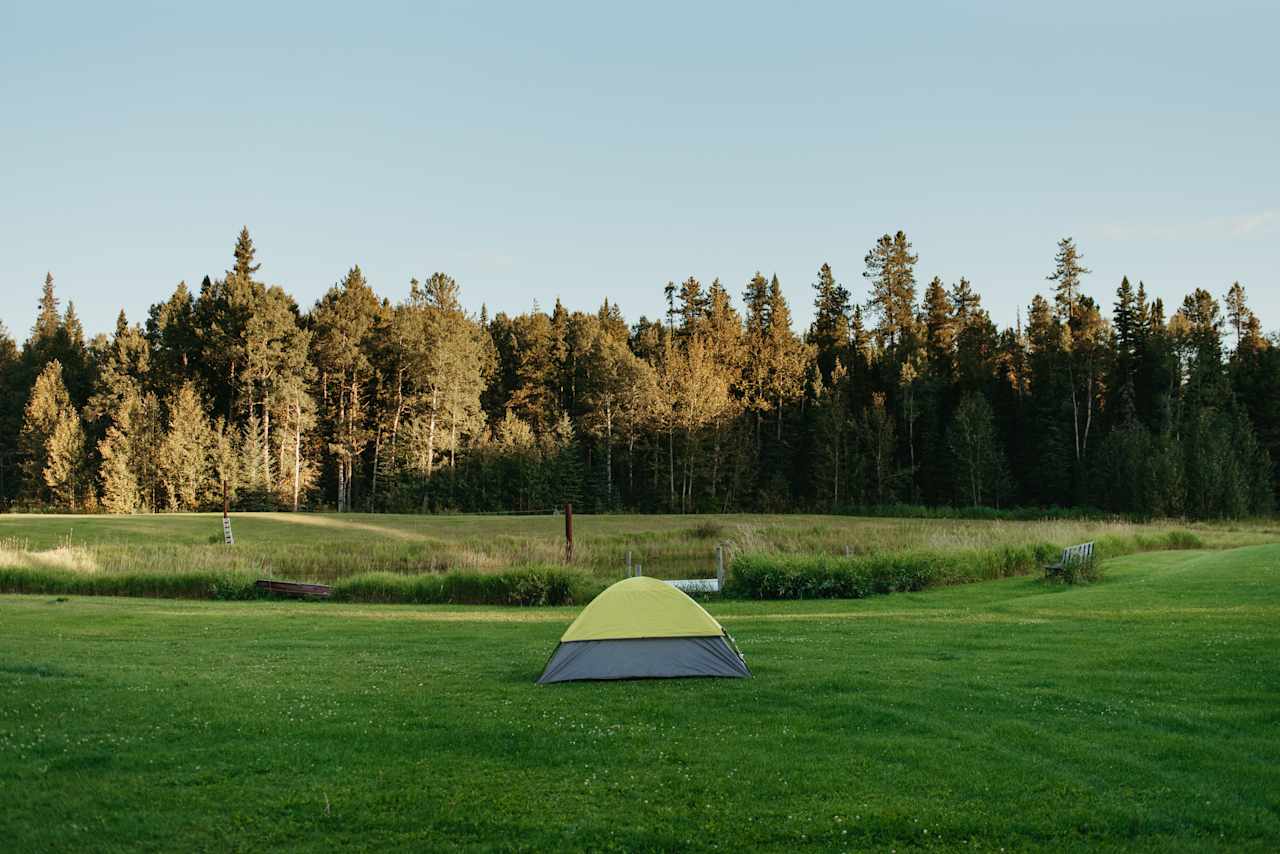 We set up camp right by the pond