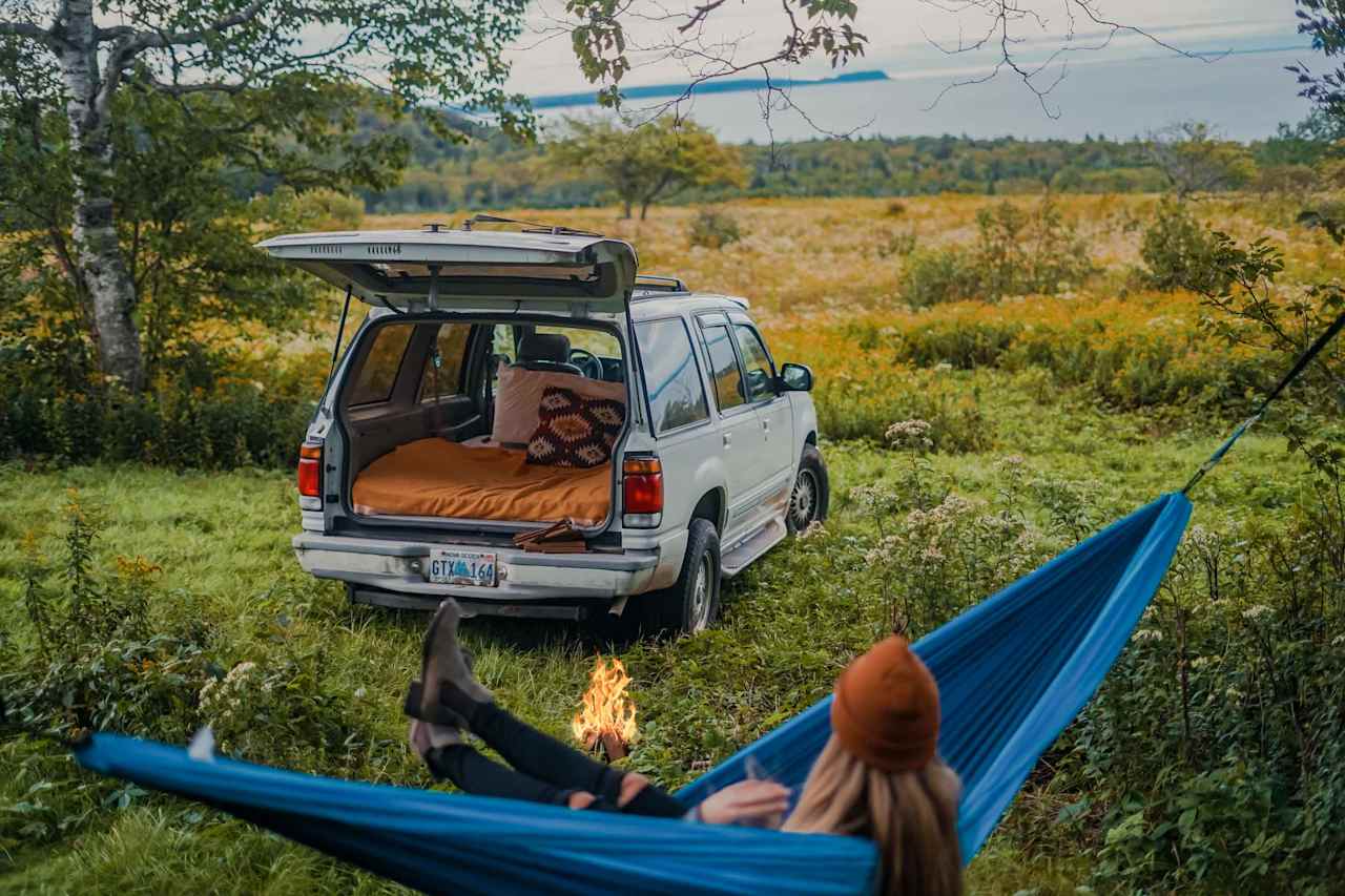 Relaxing in the hammock enjoying the views