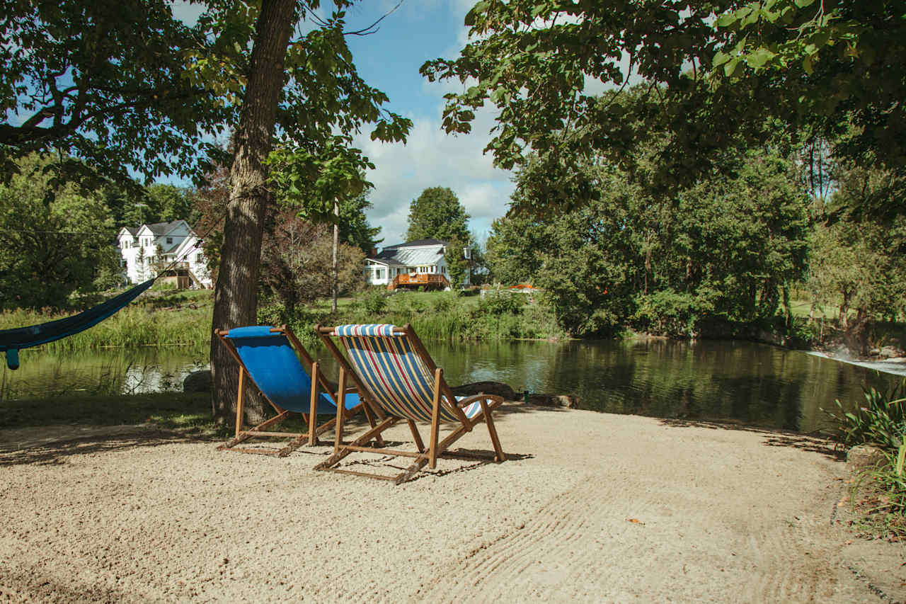 A true beach, sandy, soft, easy access into the water. You could spend an entire day here.