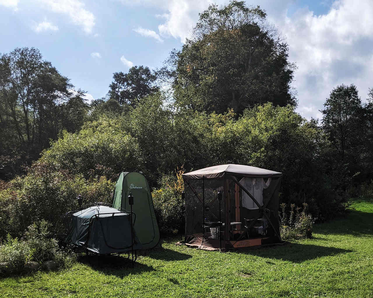 One camper's setup at Apple Cove