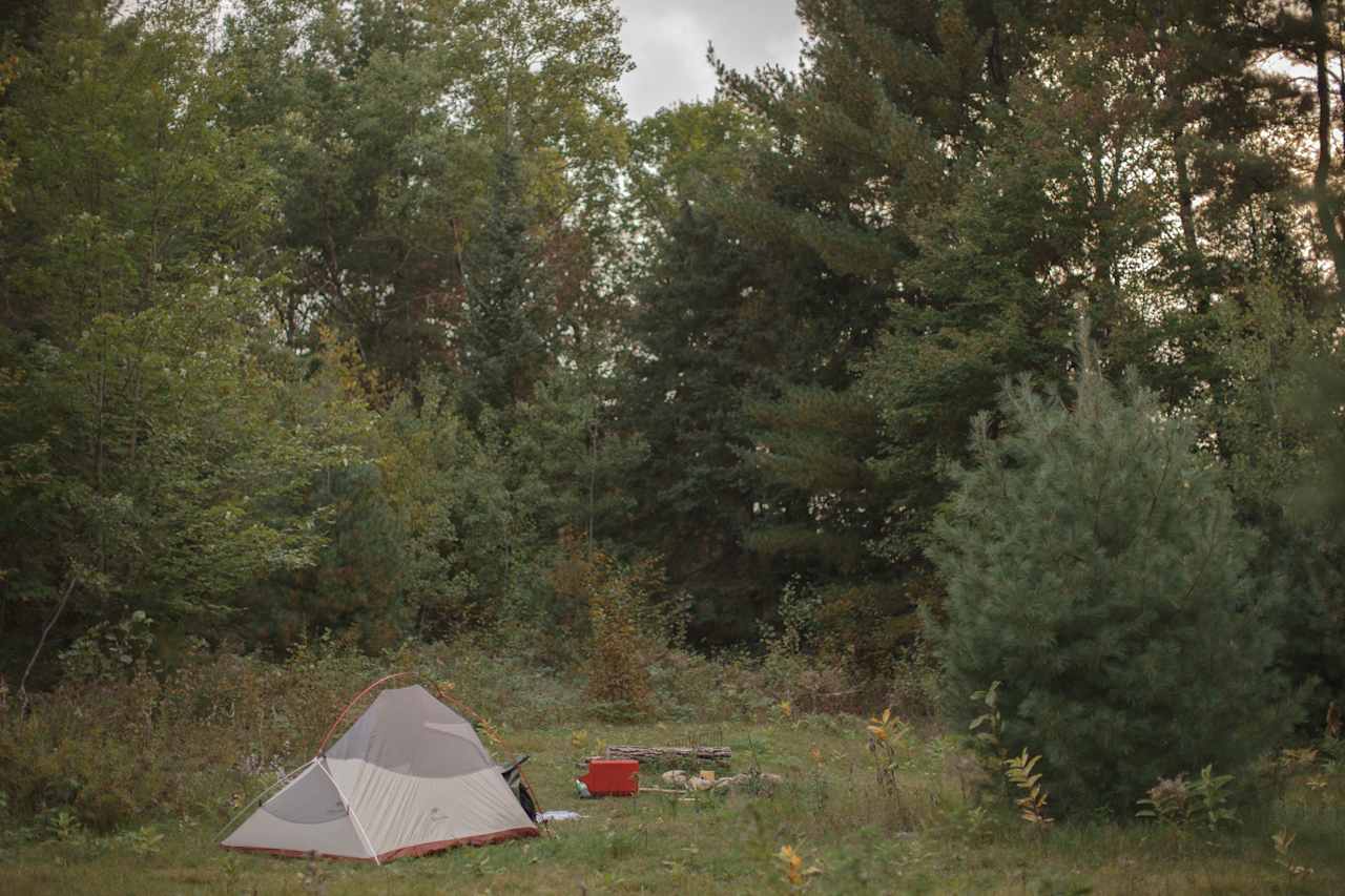 Lisa's plot of land is super private and far from any roadway. There are some canvas tent options as well near by, but the camping space has lots of room to spread out!