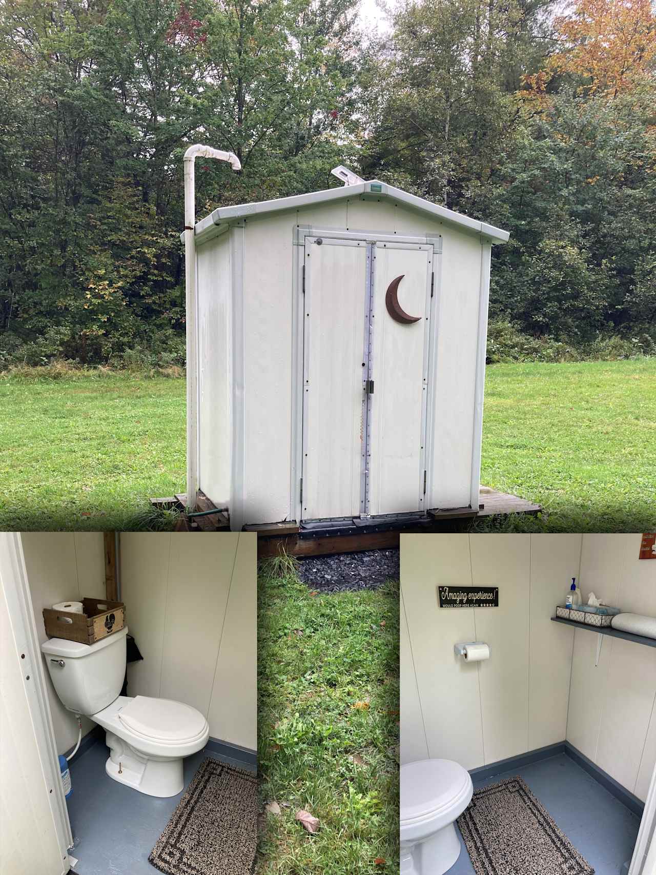 Outhouse with flush toilet - we keep this very tidy.