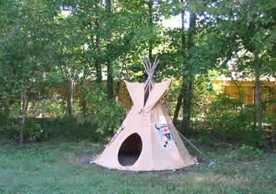kid-size play tipi in tipi village