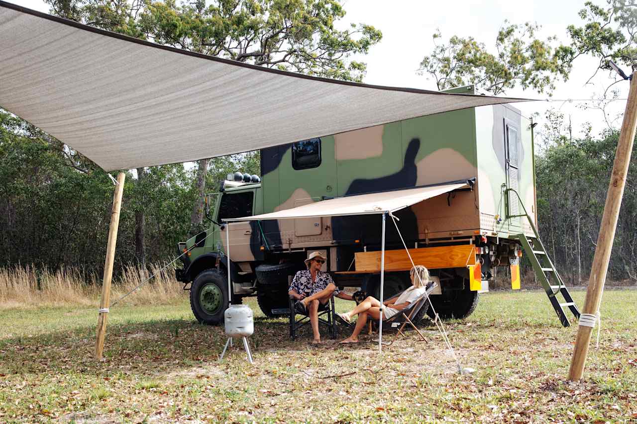 All spots have a shade cloth and amazing fire pit 