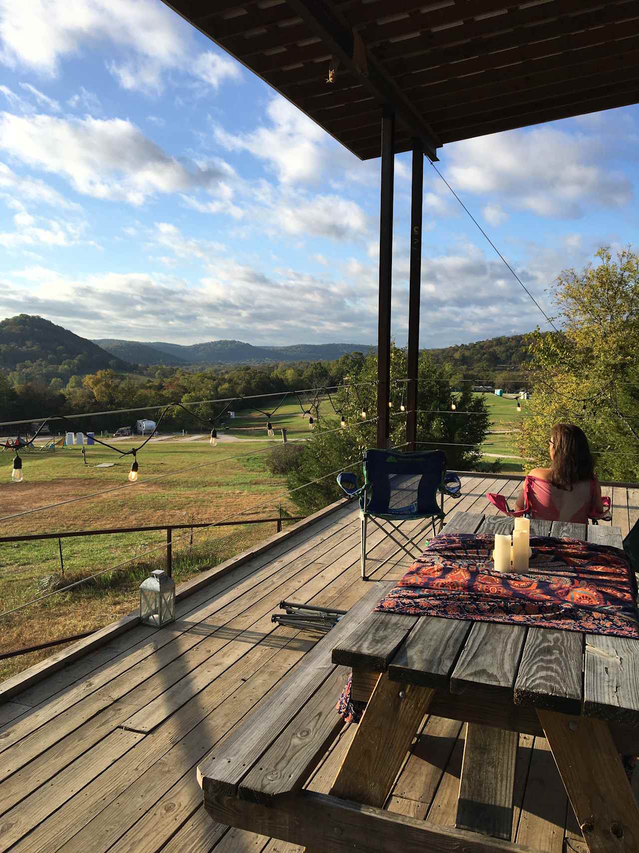 Relaxing on the deck with coffee