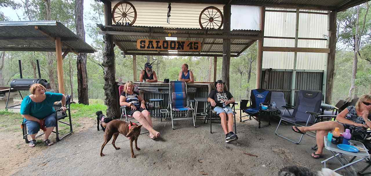 Sitting in the camp kitchen