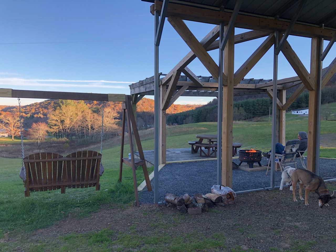 Fire pit and cold beer to celebrate our long hike