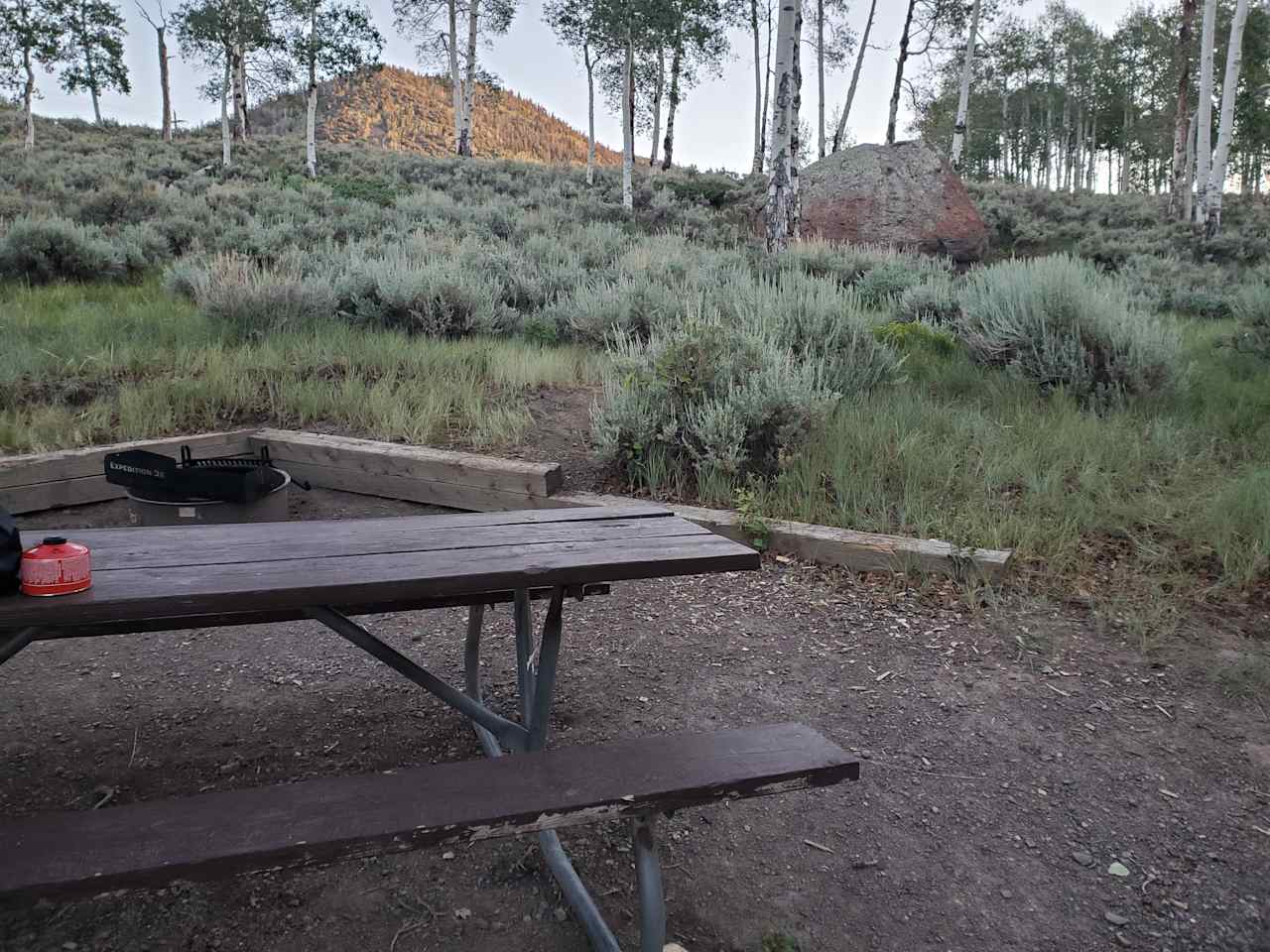 Doctor creek camp on the hill side has good tree cover for shade.