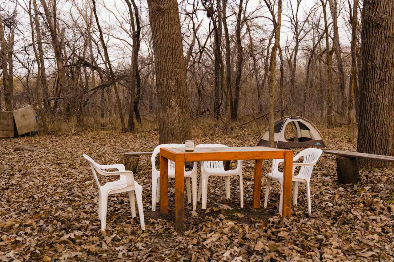 Our campsite was great, there were plenty of amenities like this table and chairs. 