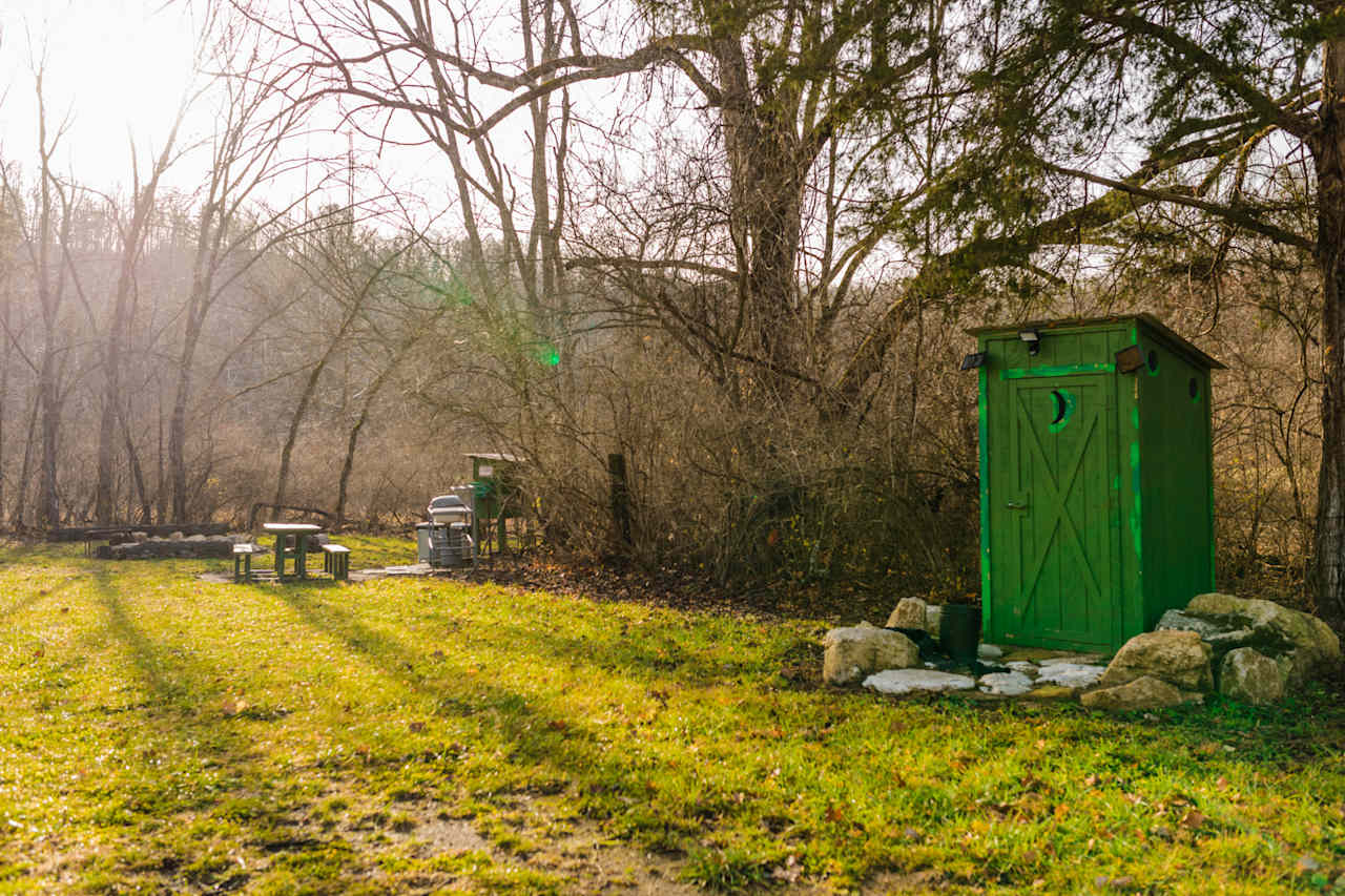 A view of the campsite near the river.