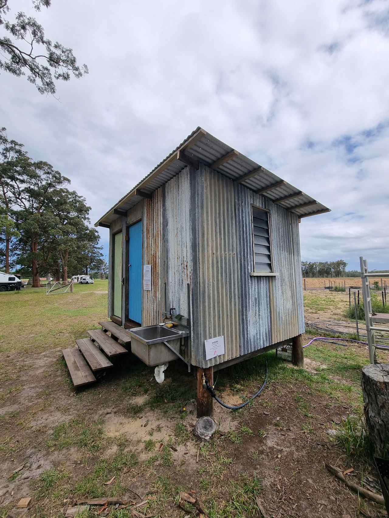 Bush toilet (composting) and shower block.