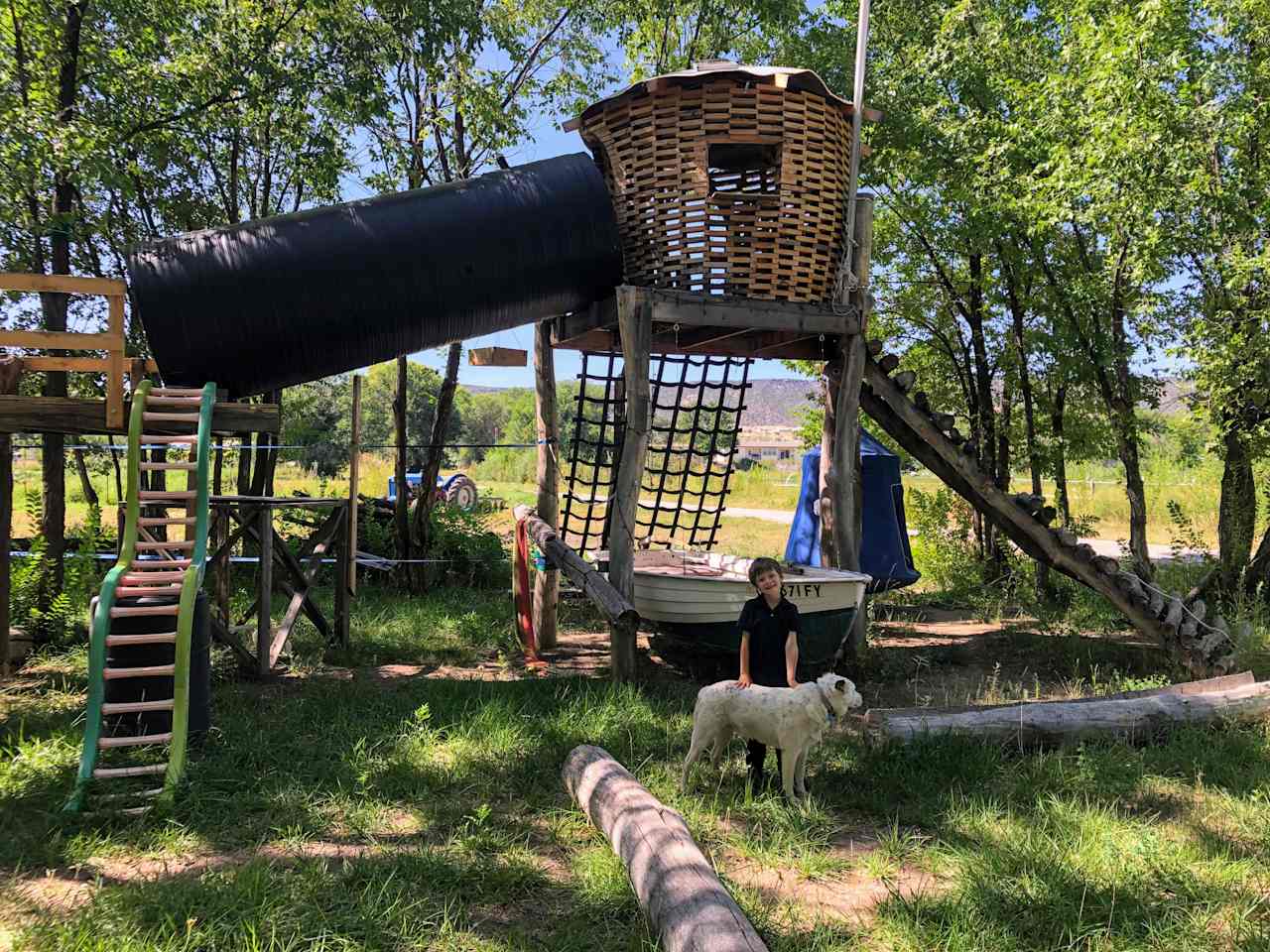 Playground by the main house. Includes a small kids zipline. You are welcome to use it during daylight hours.