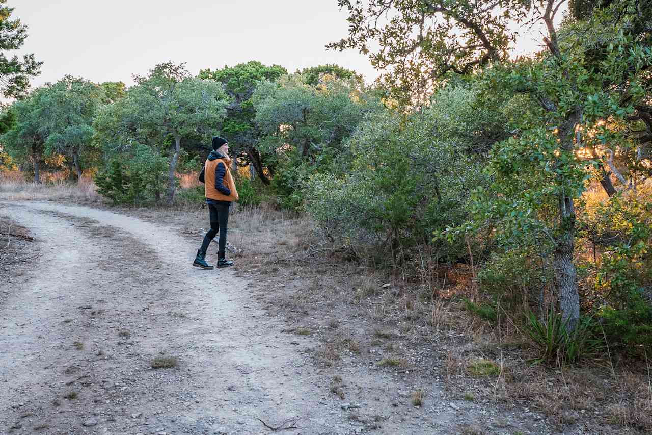 Hiking around the property.