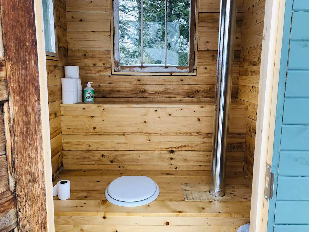 Private outhouse inside.