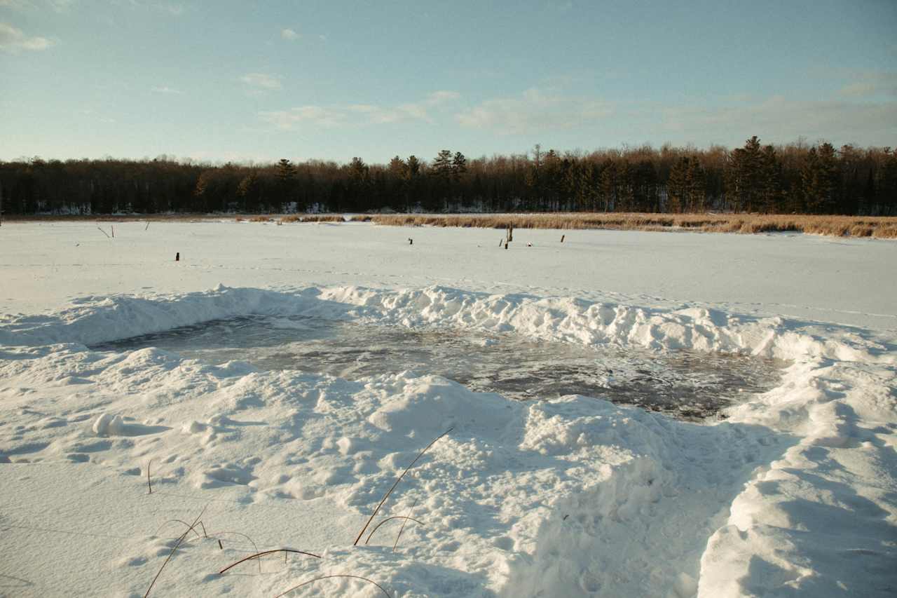 A little skating rink shaved out, so much fun.