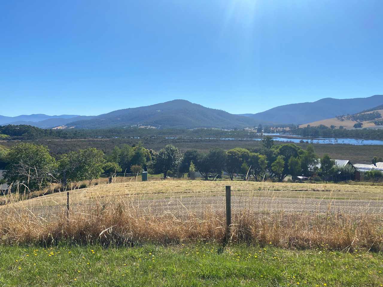 view up the Huon Valley towards sleeping beauty