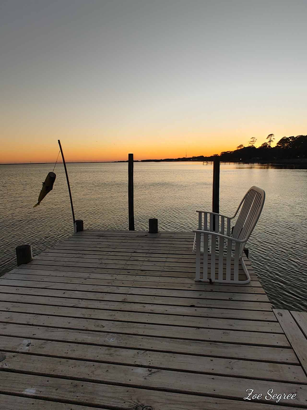 Sunset set bench at the dock