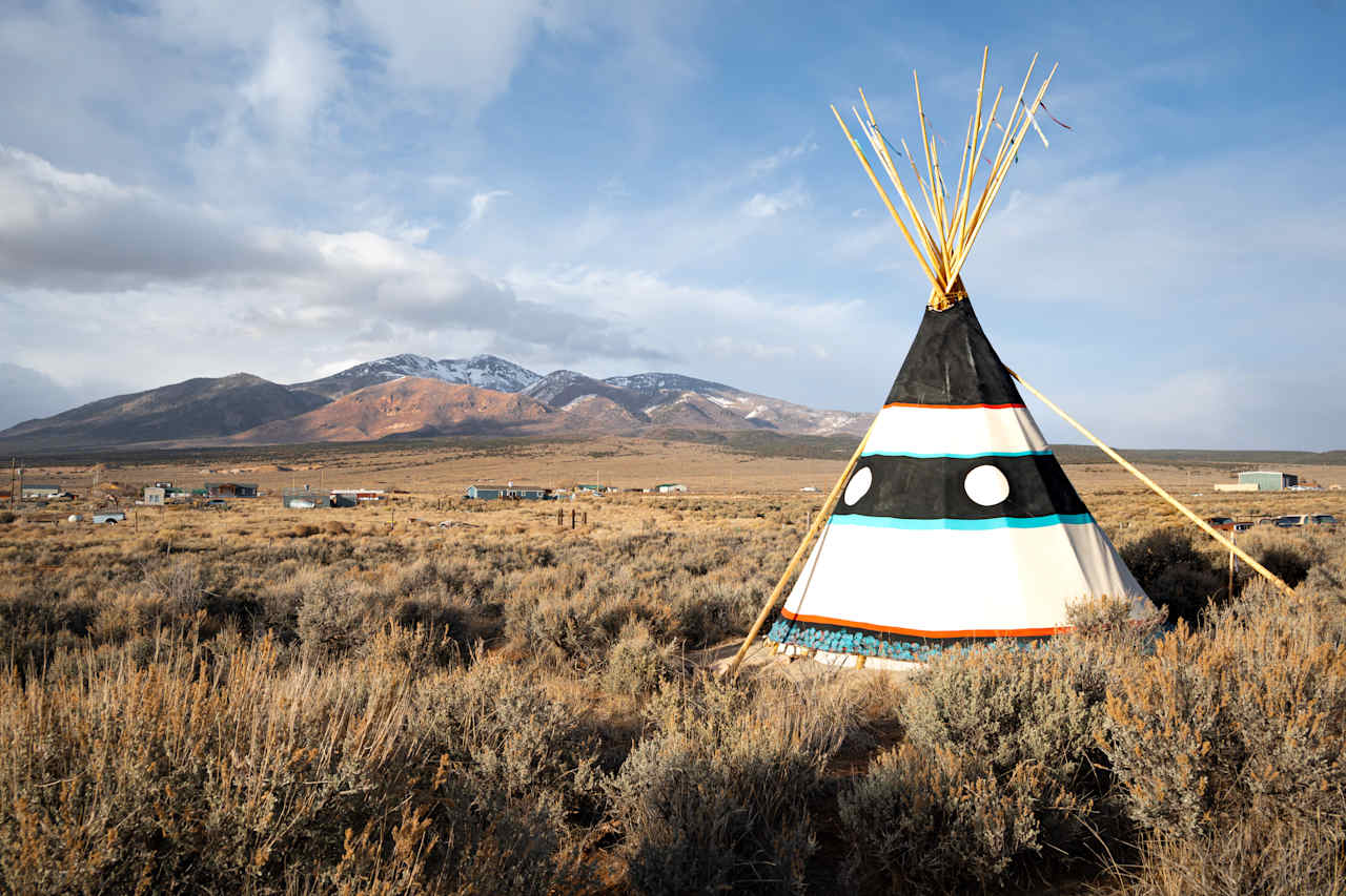 Views of the teepee and La Sal mountains from Campsite #3.