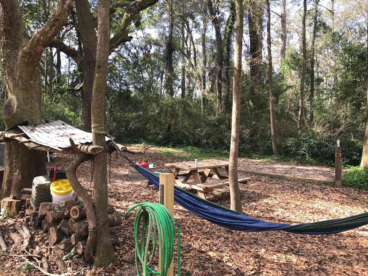 Hammock and wood stack on #76