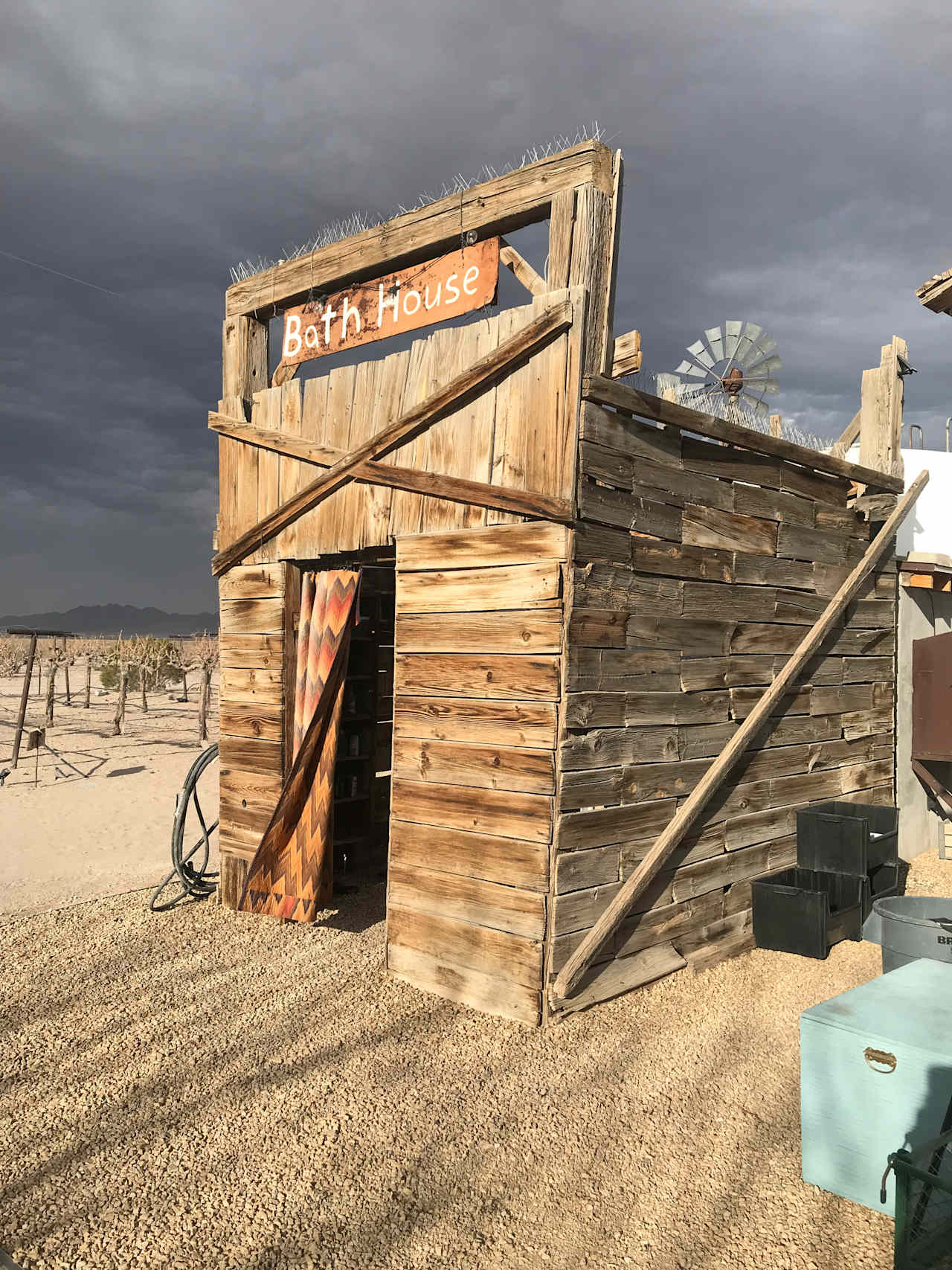 Open air, solar heated shower!