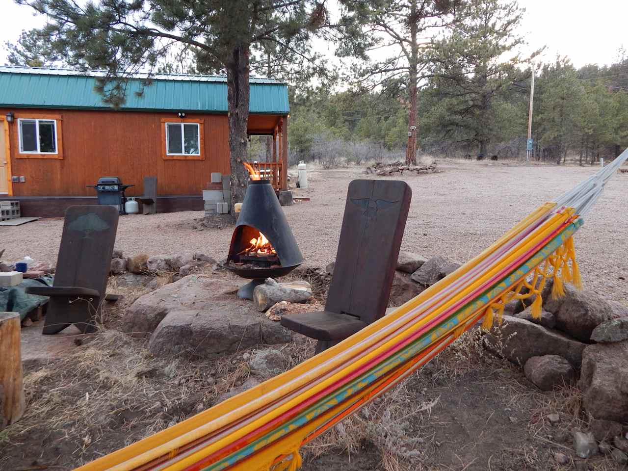 Hammock and fire place