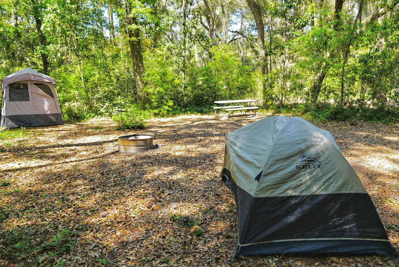 Site 1 with outhouse and amenities 