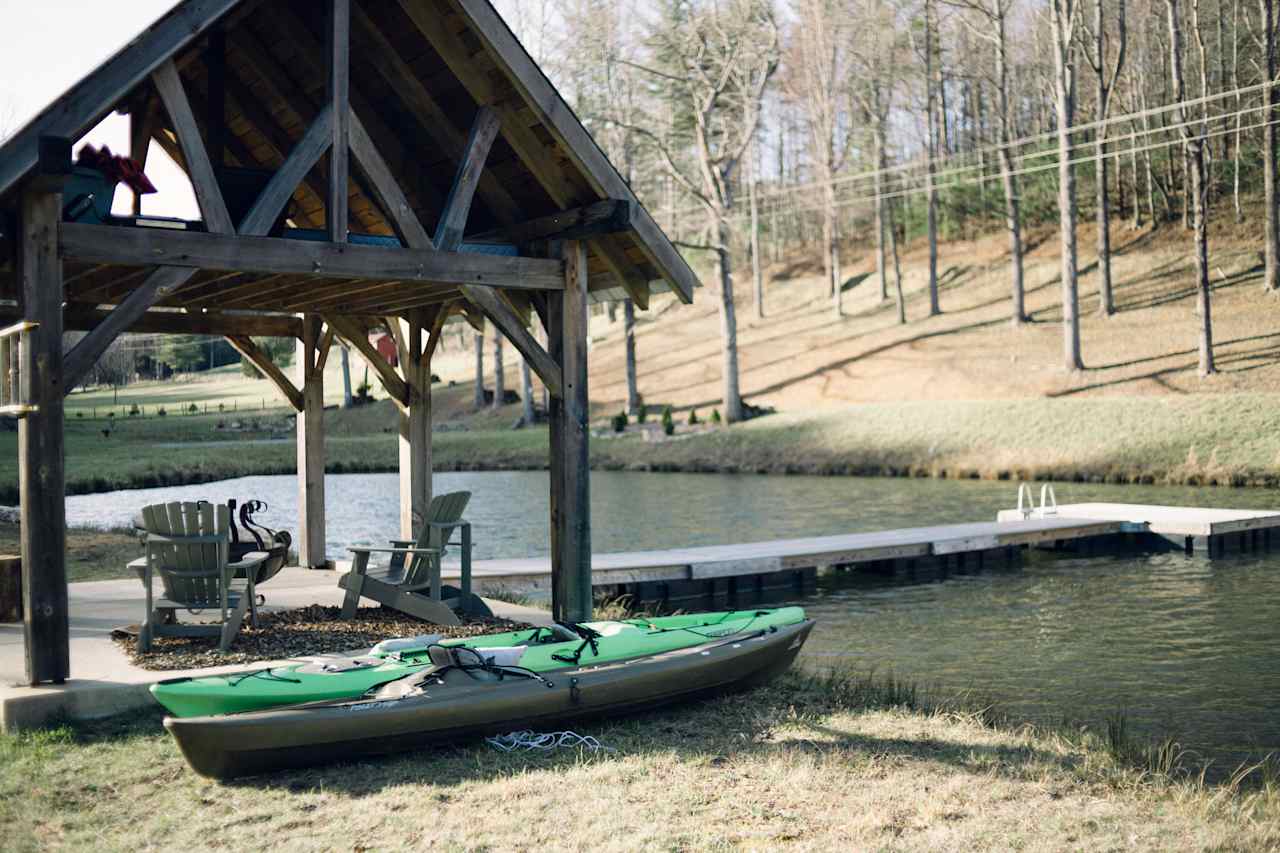 Kayaking is available on the pond