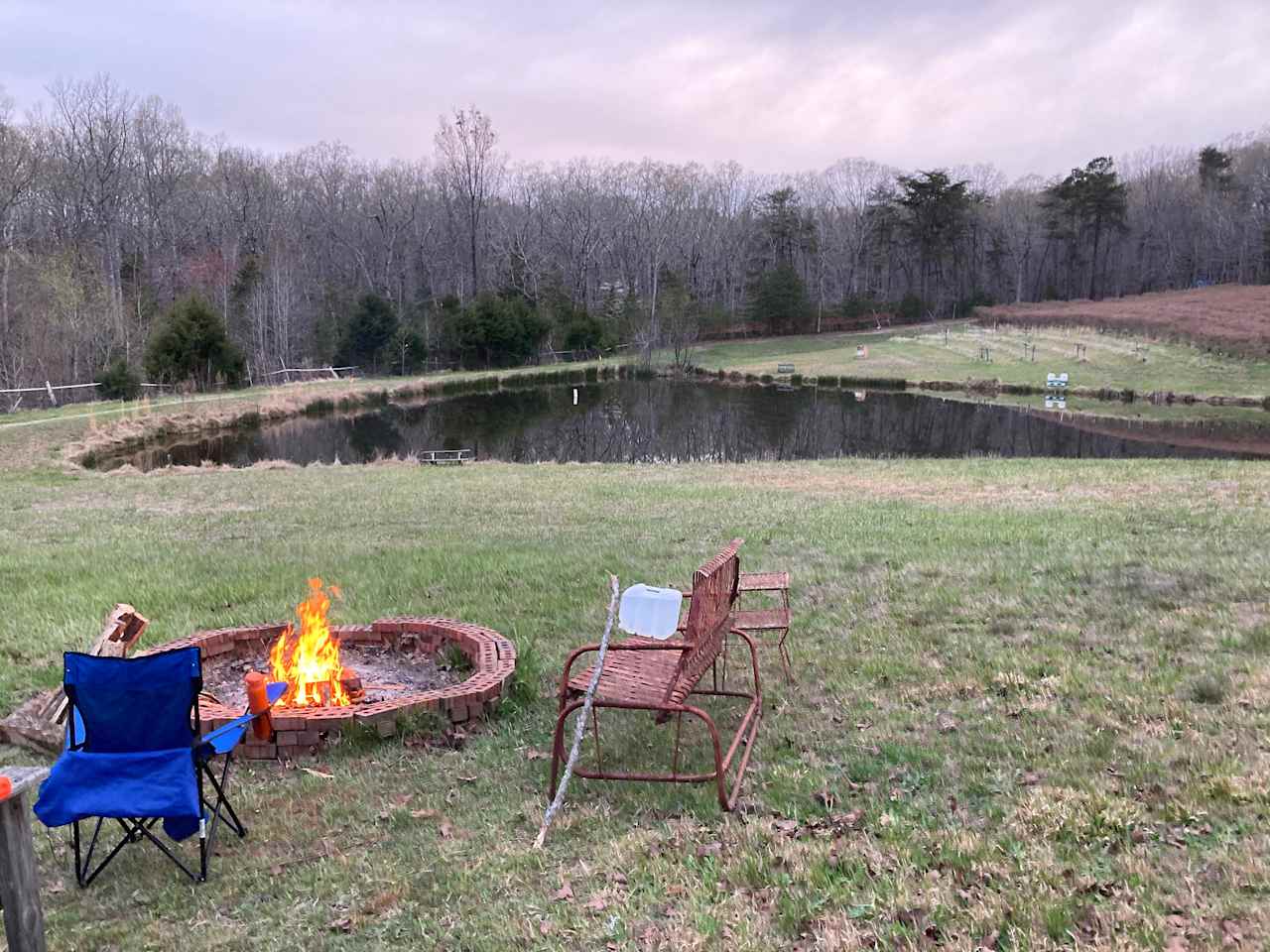 Private meadow and pond