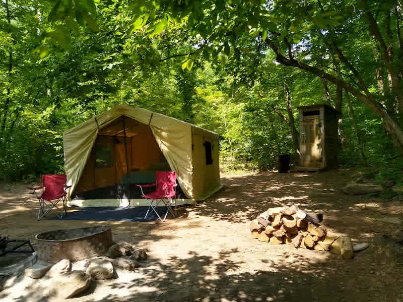 Site 1 (with our 10x12 glamping tent available on our glamping listing)