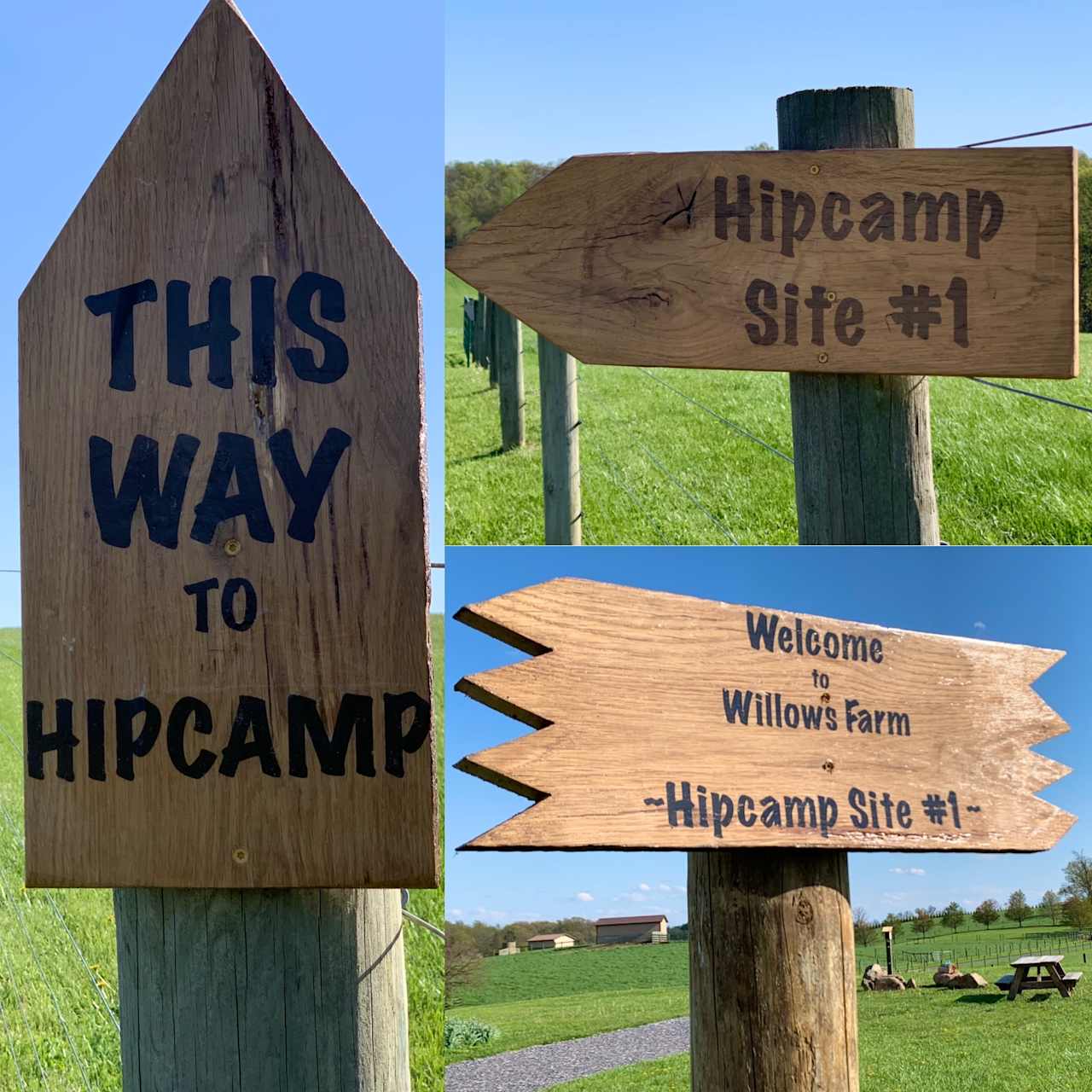 Follow the 'Hipcamp' signs once you turn onto the lane at Willows Farm, to get to the Hipcamp Site. 
