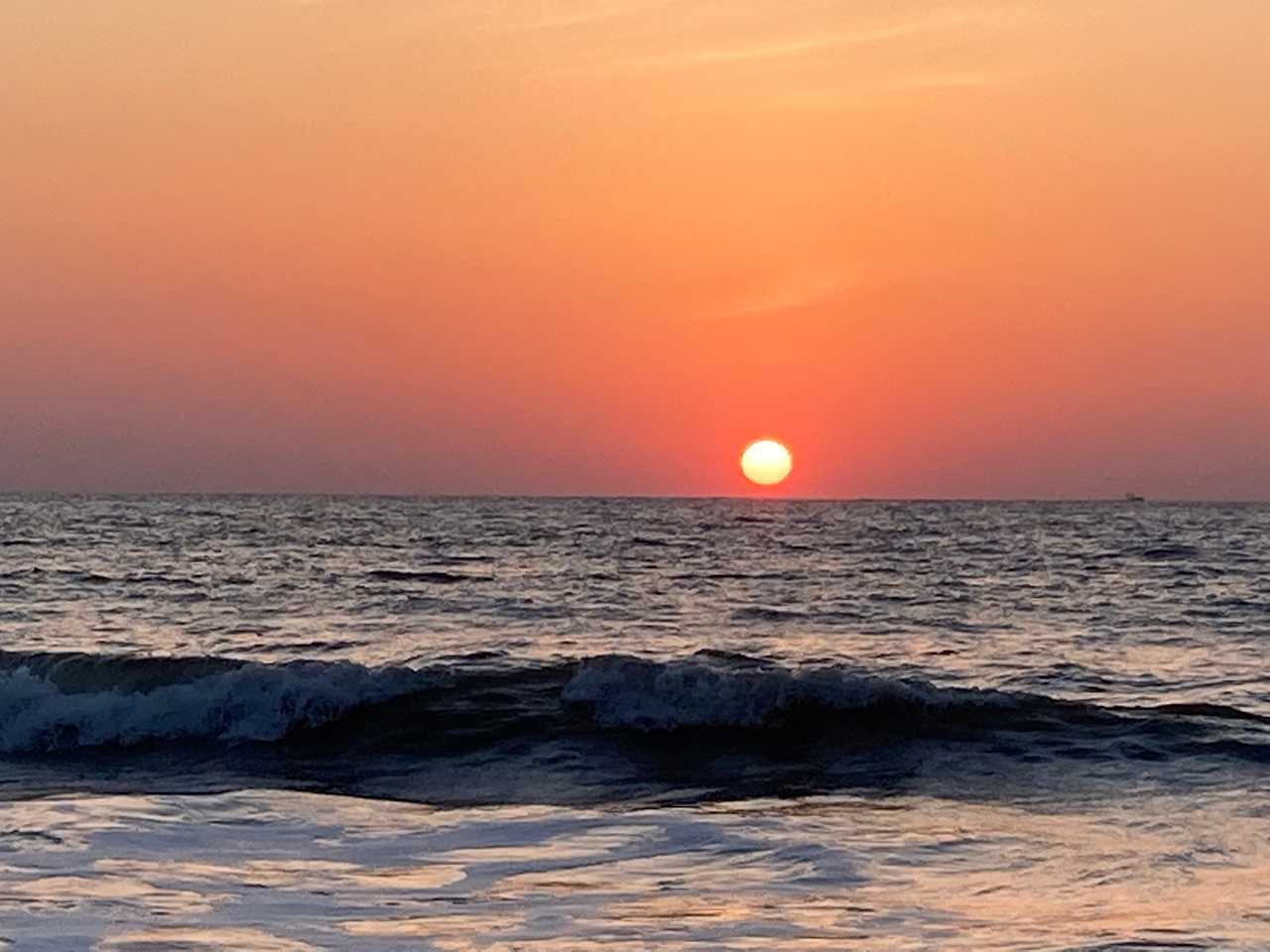 Sunrise at the beach about 12 min from their house 