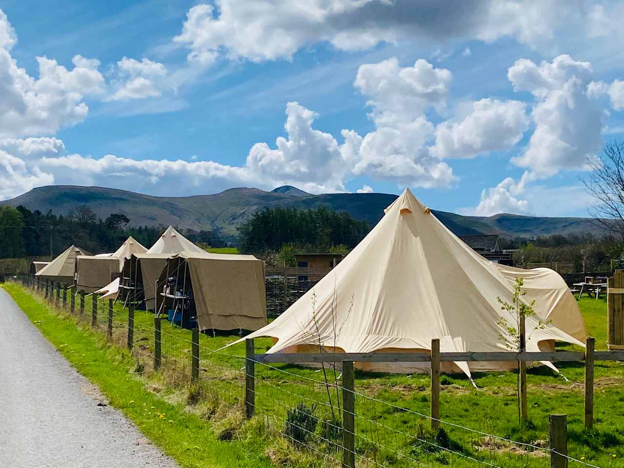 Site view with the back drop of the Brecon Beacons.