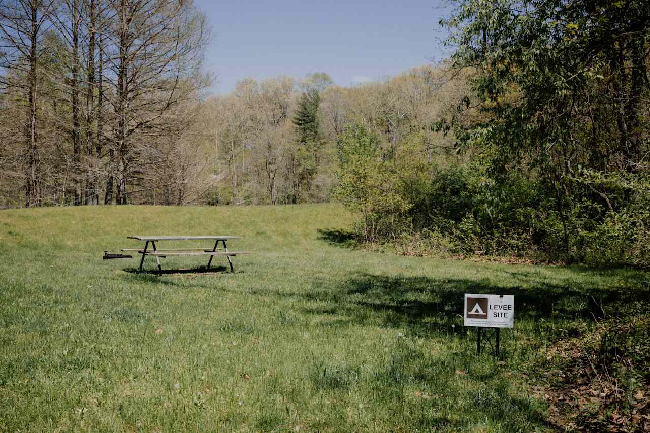 Levee Site near the fishing pond and woodland trail