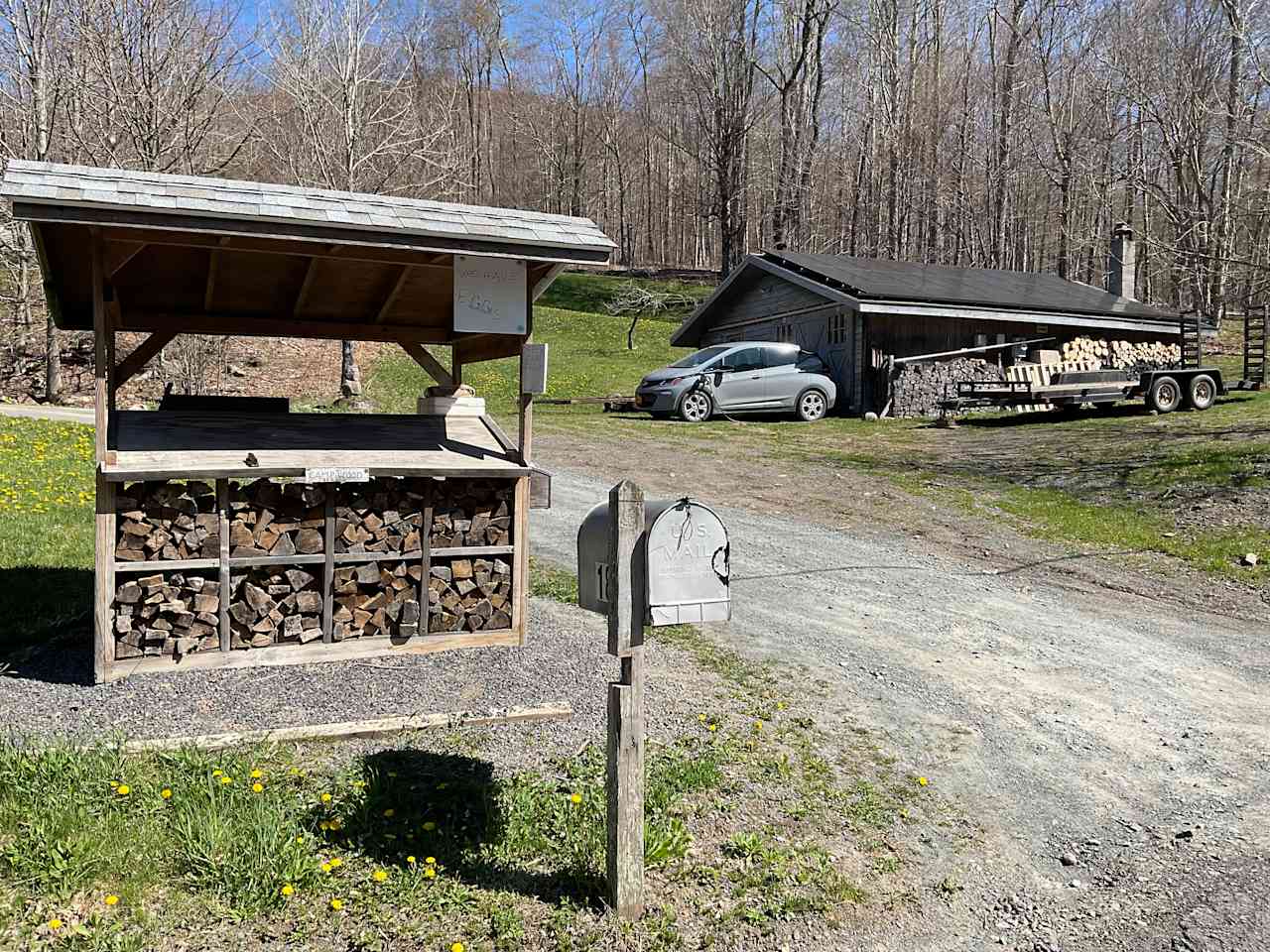 Firewood available. First arm load provided at site.  EV charging available at garage.