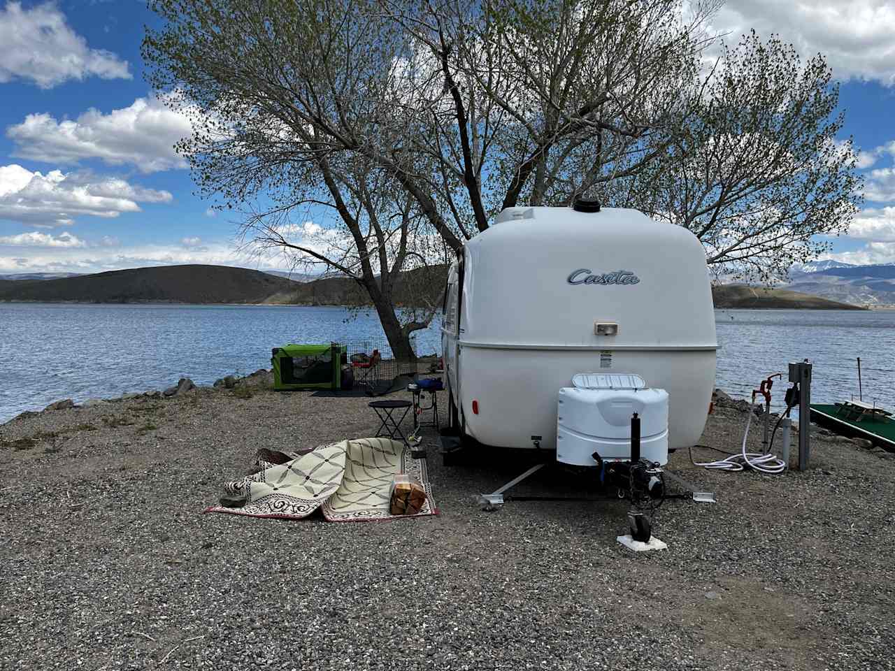 Site #9 on the peninsula.  Great views all around. The fire pit was small not very secure and under a tree.  We didn't feel comfortable using it. 