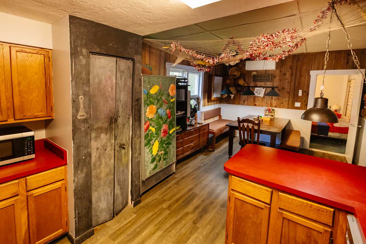 Kitchen into dining area