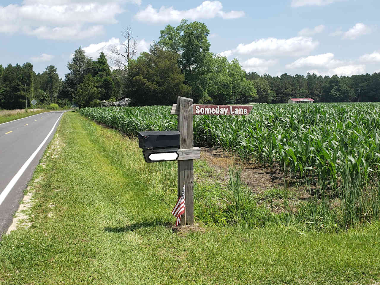 Our mailbox at our driveway from the state road