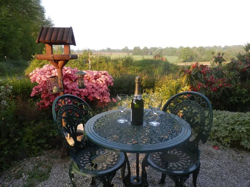 Relaxing with a glass or two overlooking the valley below 