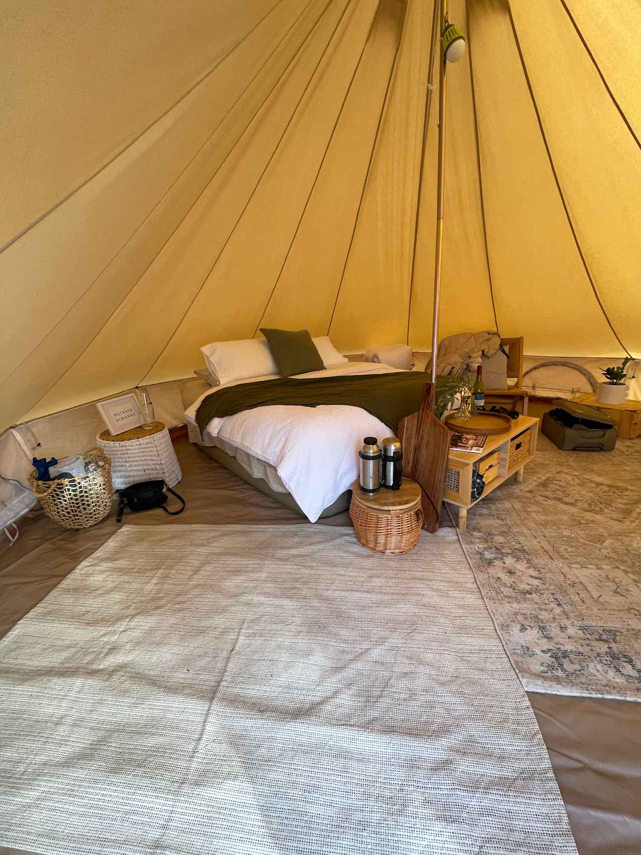 Inside the tent. 