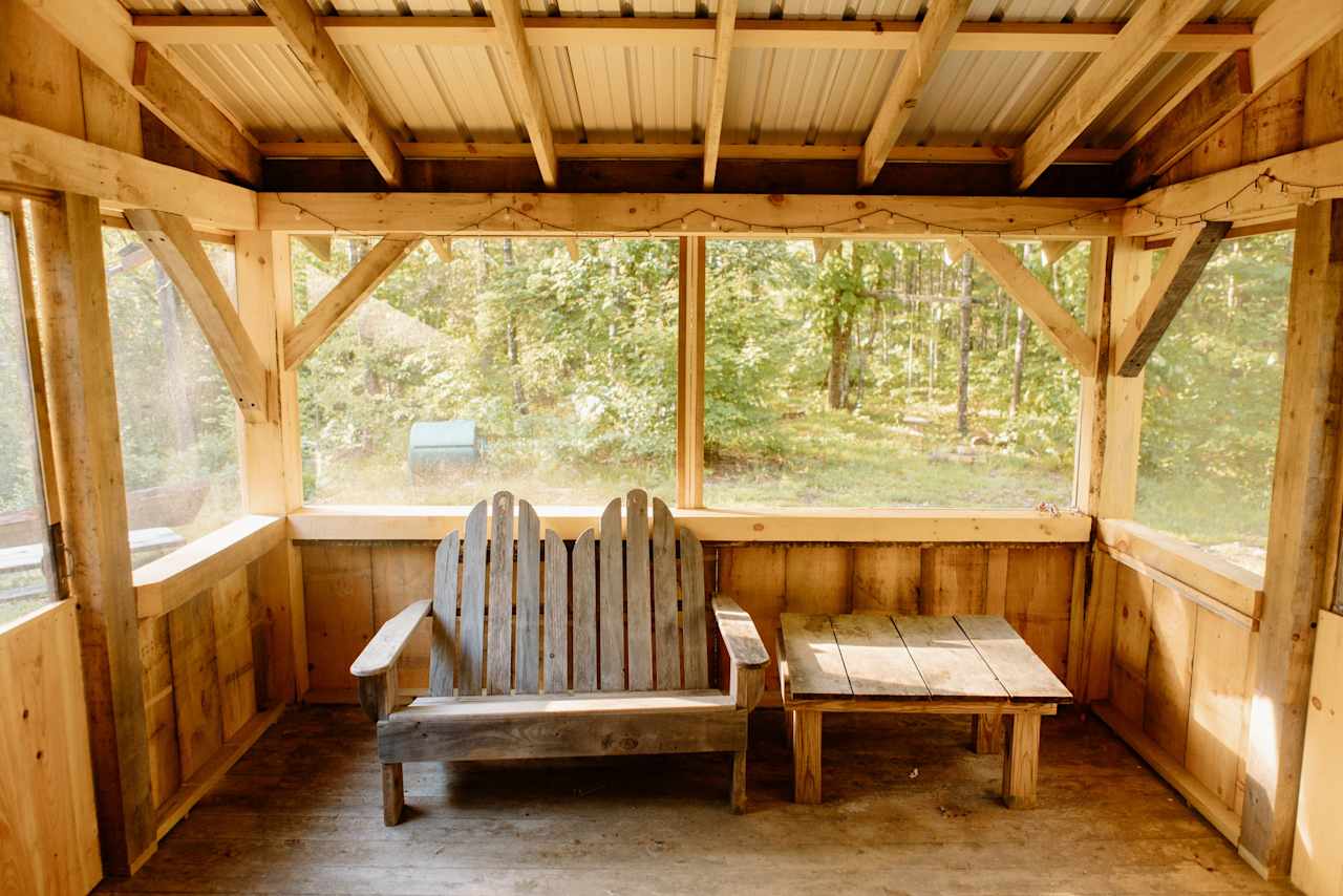 the screened in porch 