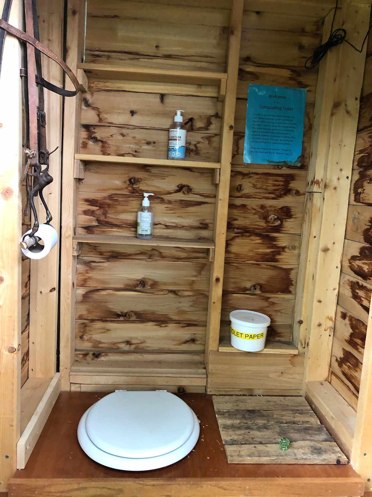 Interior of the outhouse.