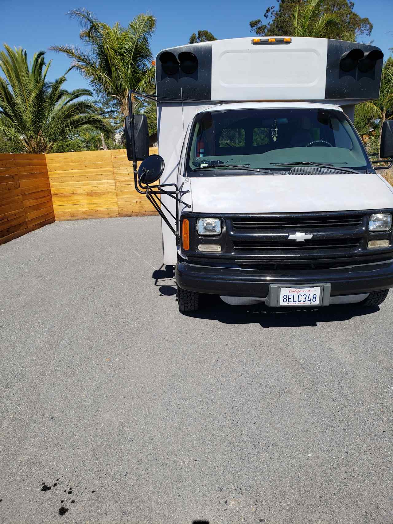 20 foot self contained bus parked on the site