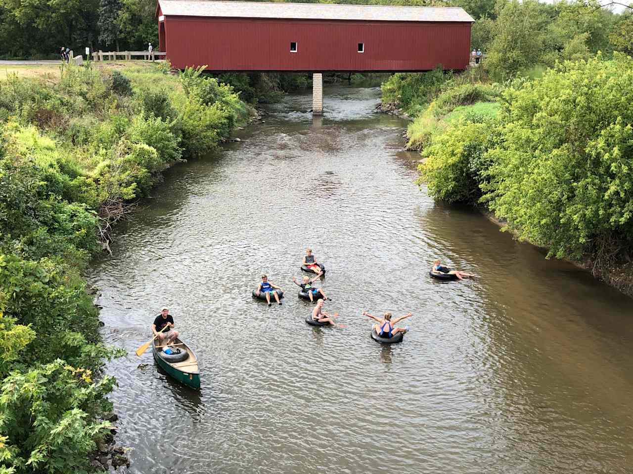 Floating down river from the Covered Bridge