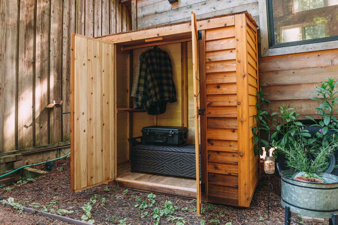 outdoor storage so your gear doesn't get in the way