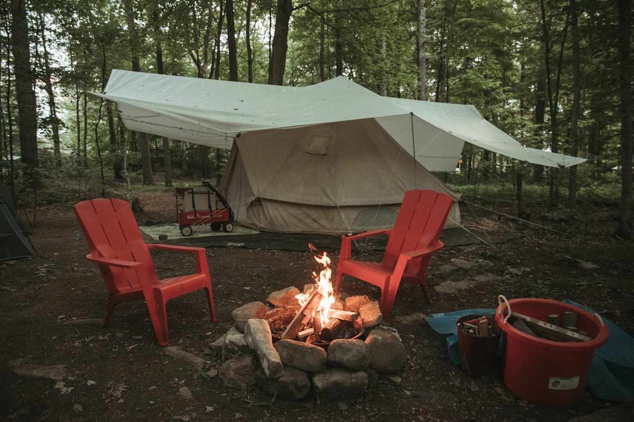 This spot is really quiet and peaceful and facing out into the woods. 