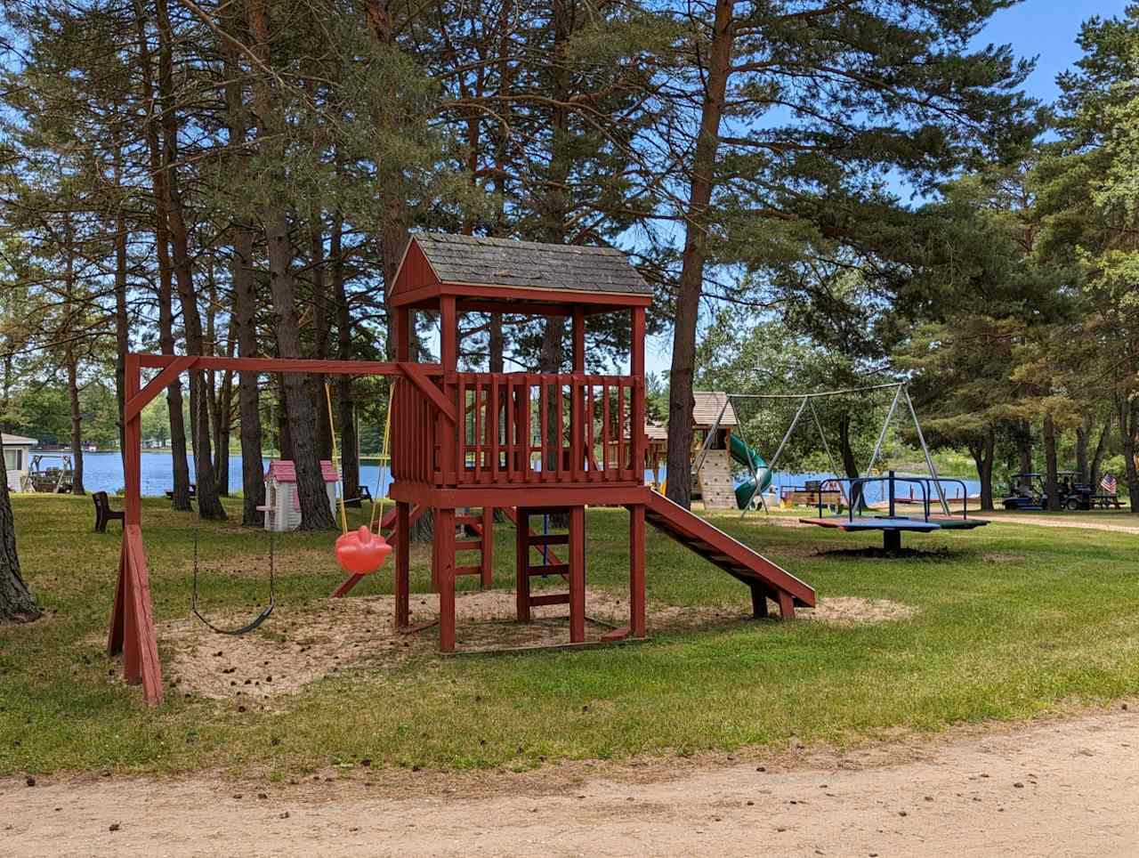 Lots of playground equipment for the kiddos